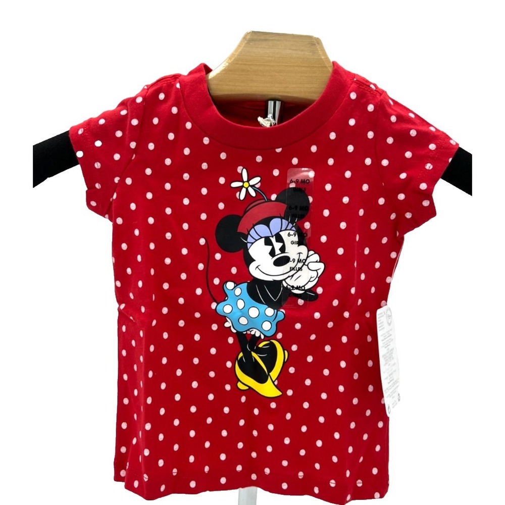 Disney Baby Minnie Mouse Polka Dots Red T-Shirt 6-9M New